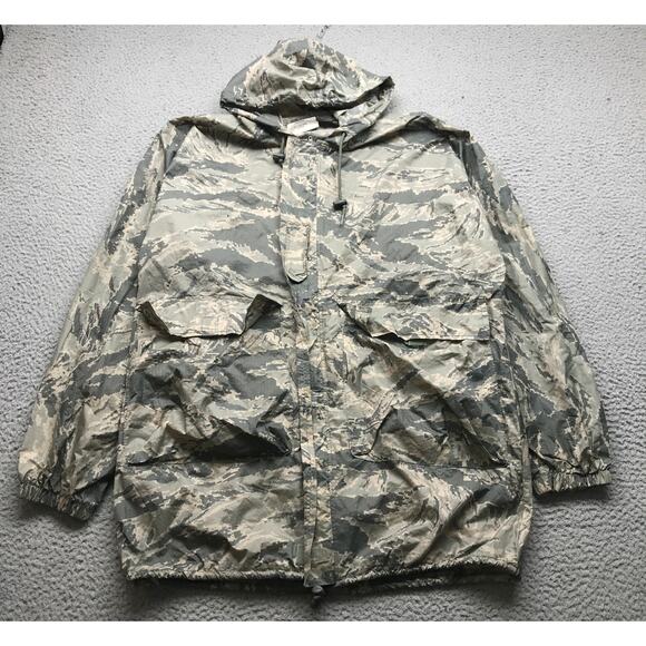 USAF Air Force ABU Digital Tiger Stripe Ripstop Nylon Camo Rain Jacket Small - Picture 1 of 10